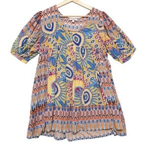 Umgee Tunic Top Sz Medium Bright Paisley Festival Prairie Peasant Lightweight